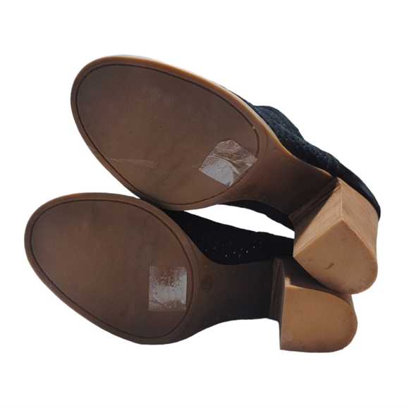 Lucky Brand Black Suede Leather Peep Toe High Heel Bootie Women's Size 9.5 - Picture 7 of 9